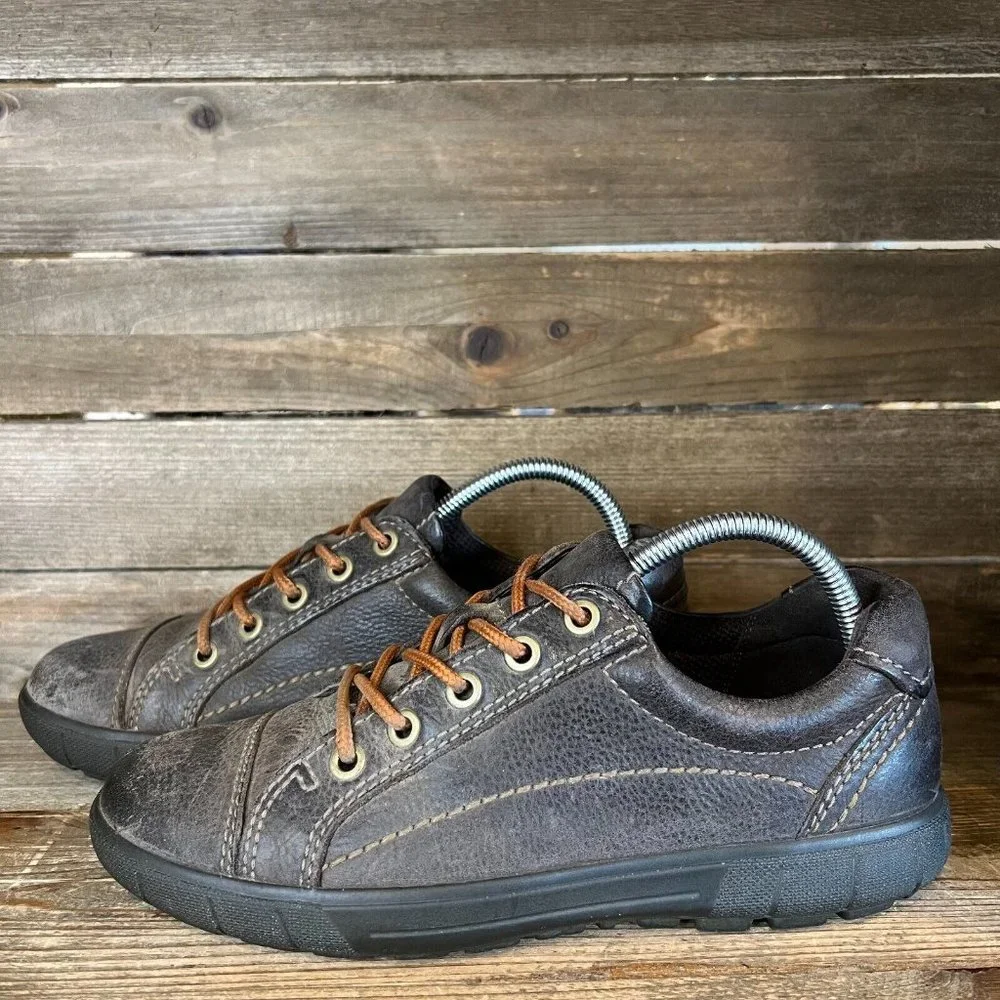 Womens Ecco Brown Pebbled Leather Low Comfort Shoes Sneakers Size EU 40 US 9-9.5 - Picture 2 of 6